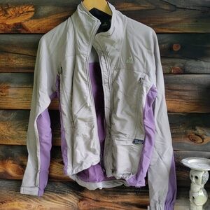 Womens EMS Dryskin Schoeller Full Zip Shell Jacket - Purple + Grey Hiking sz S